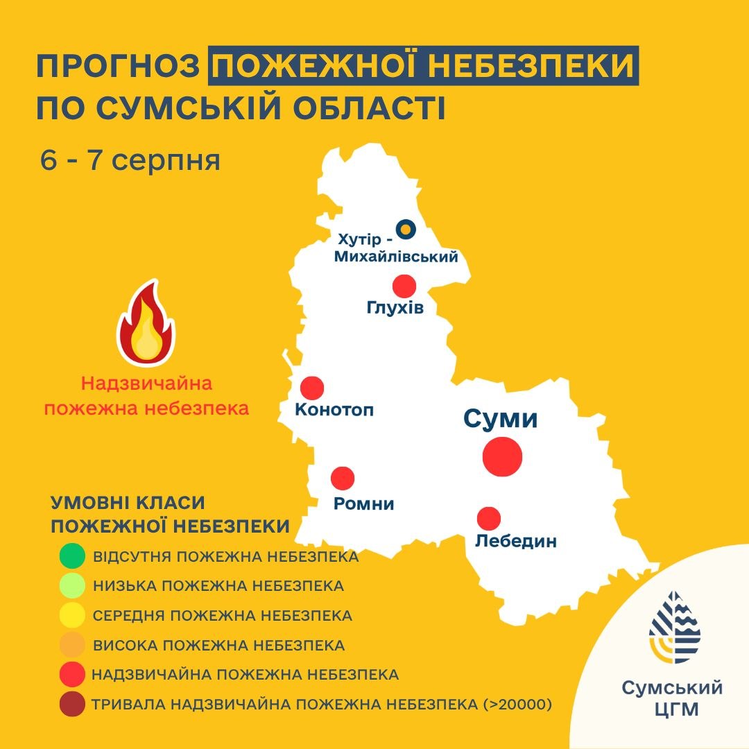 Шосткинців закликають бути максимально обережними під час перебування на природі: на Сумщині оголошено найвищий рівень пожежної небезпеки